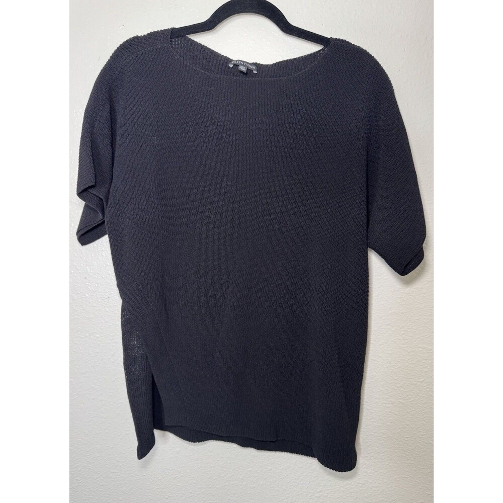 Eileen Fisher Black Organic Cotton Cord Bateau Neck Tunic Size S